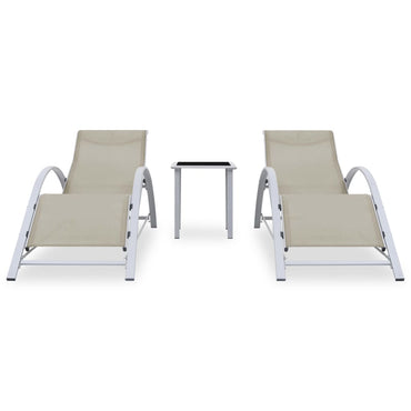 Sun Loungers 2 pcs with Table Aluminium Cream