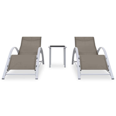 Sun Loungers 2 pcs with Table Aluminium Taupe