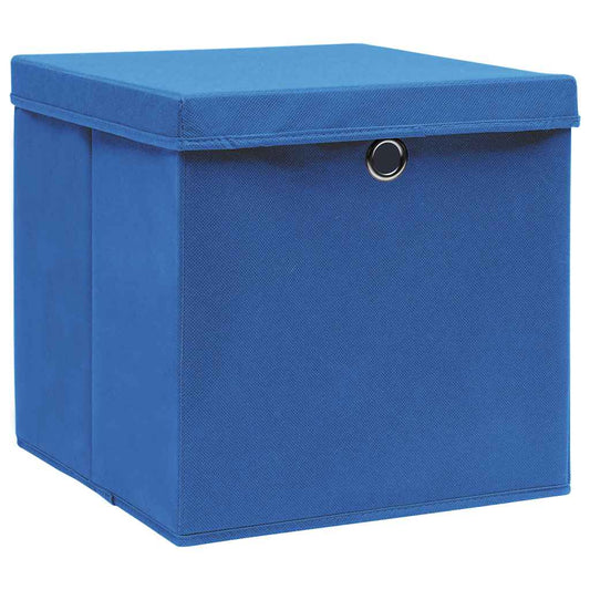 Storage Box | Set of 4 | Blue | Non-woven fabric | 28x28x28 cm | Foldable