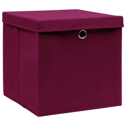 Storage Boxes with Covers 10 pcs 28x28x28 cm Dark Red