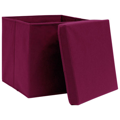 Storage Boxes with Covers 10 pcs 28x28x28 cm Dark Red