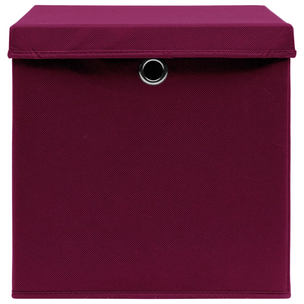 Storage Boxes with Covers 10 pcs 28x28x28 cm Dark Red