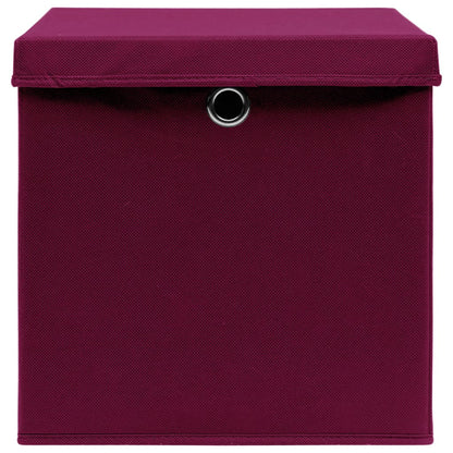Storage Boxes with Covers 10 pcs 28x28x28 cm Dark Red
