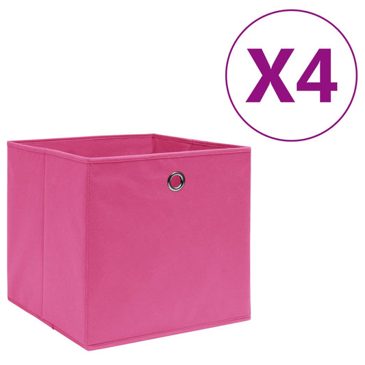 Storage Box | Set of 4 | Pink | Non-woven Fabric | Medium | Foldable