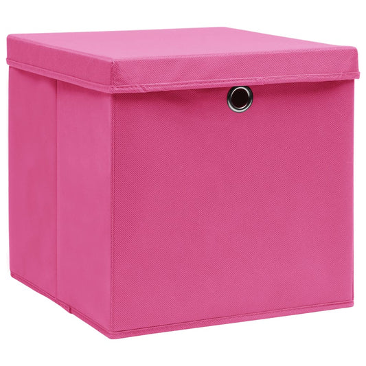 Storage Box | Set of 4 | Pink | Non-woven fabric | 28 cm | Foldable