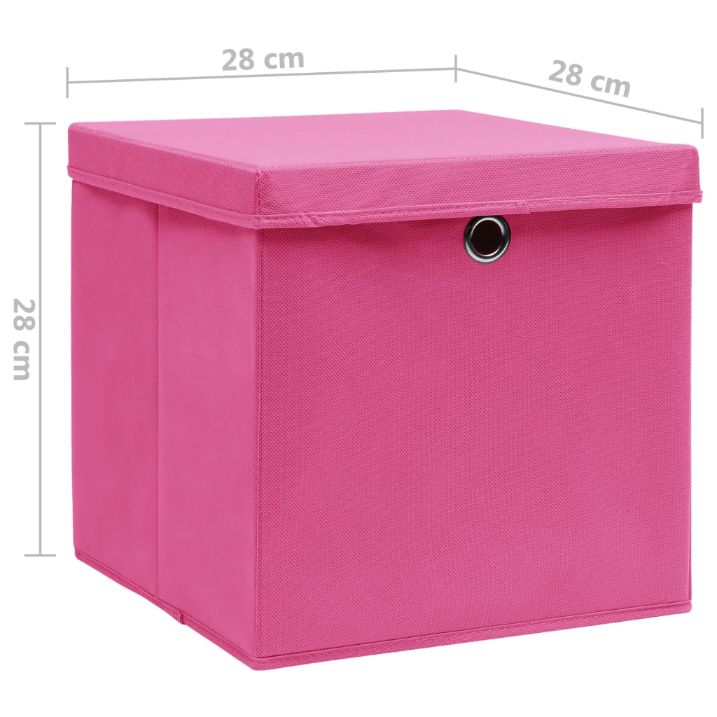 Storage Boxes with Covers 4 pcs 28x28x28 cm Pink