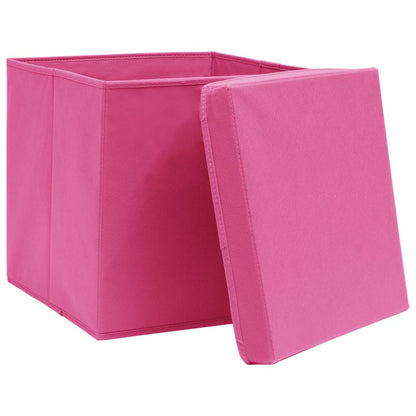 Storage Box | Set of 10 | Pink | Non-woven fabric | 28x28x28 cm