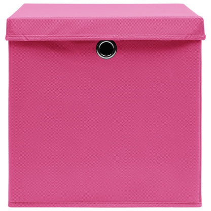 Storage Box | Set of 10 | Pink | Non-woven fabric | 28x28x28 cm