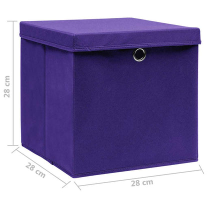 Storage Boxes with Covers 10 pcs 28x28x28 cm Purple