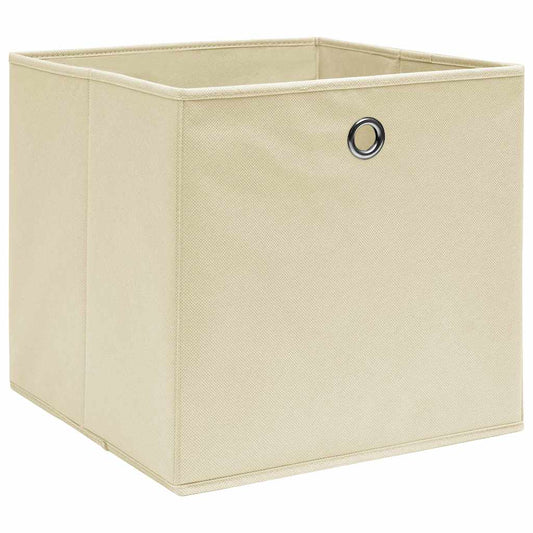 Storage Boxes 4 pcs Non-woven Fabric 28x28x28 cm Cream