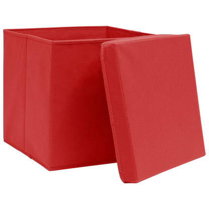Storage Boxes with Covers 10 pcs 28x28x28 cm Red