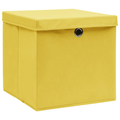 Storage Boxes with Covers 4 pcs 28x28x28 cm Yellow