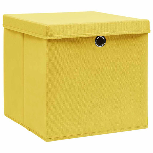 Storage Box |  Set of 10 | Yellow | Non-woven fabric | 28x28x28 cm