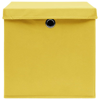 Storage Boxes with Covers 10 pcs 28x28x28 cm Yellow