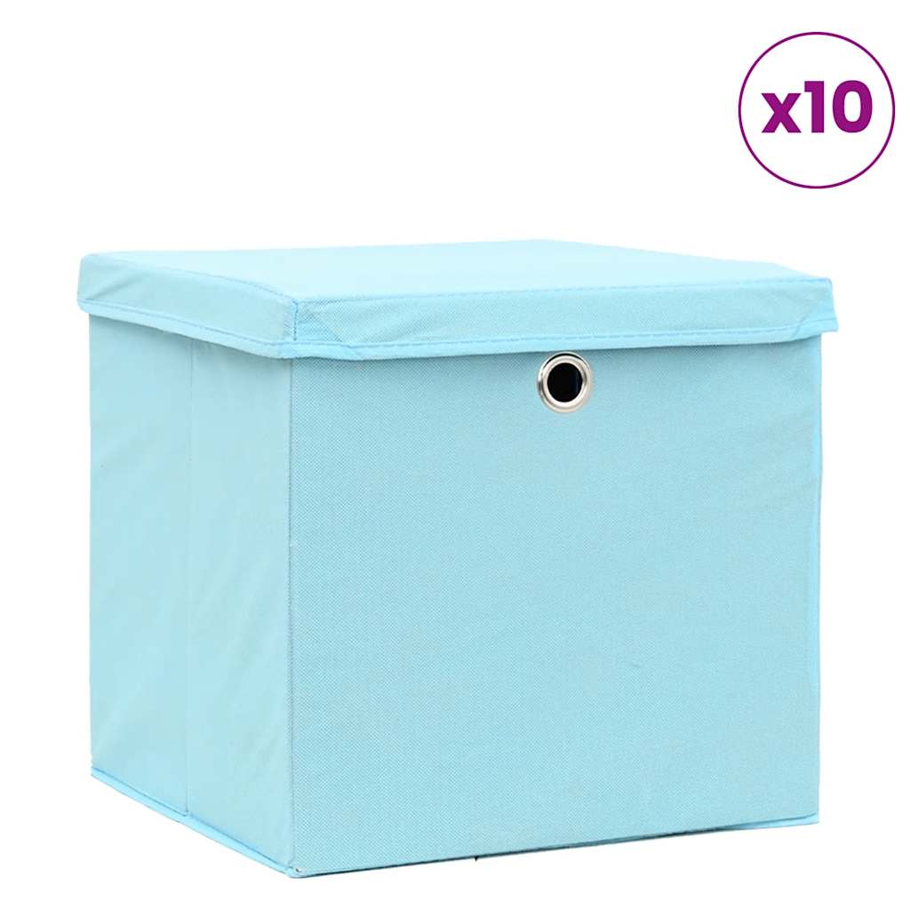 Storage Box | Set of 10 | Baby blue | Non-woven fabric | Small | Foldable