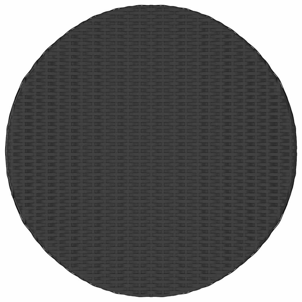 Tea Table | Black | Poly Rattan | 68 cm Diameter | Adjustable Armrests