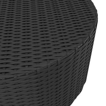 Tea Table | Black | Poly Rattan | 68 cm Diameter | Adjustable Armrests