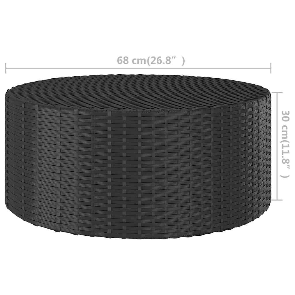 Tea Table | Black | Poly Rattan | 68 cm Diameter | Adjustable Armrests