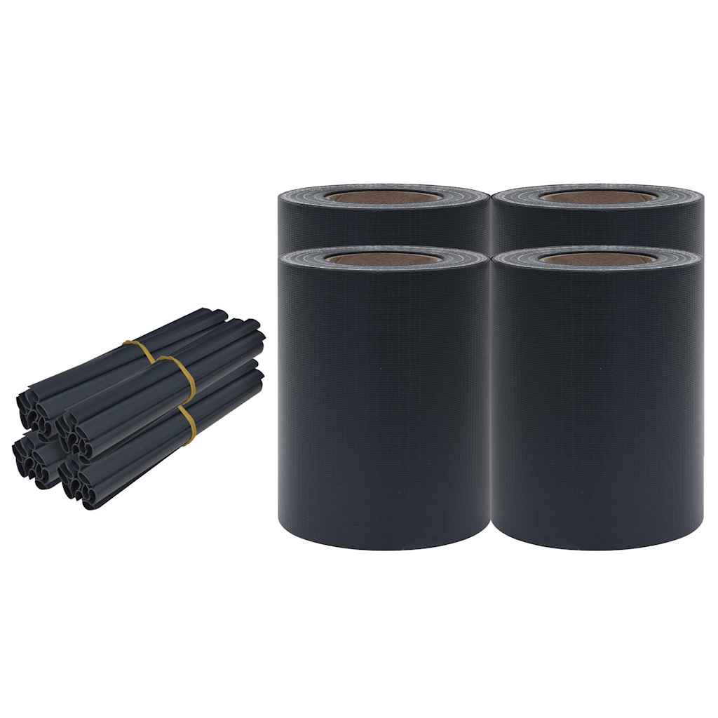 Garden Privacy Screens 4 pcs PVC 114.8'x0.6' Matte Dark Gray