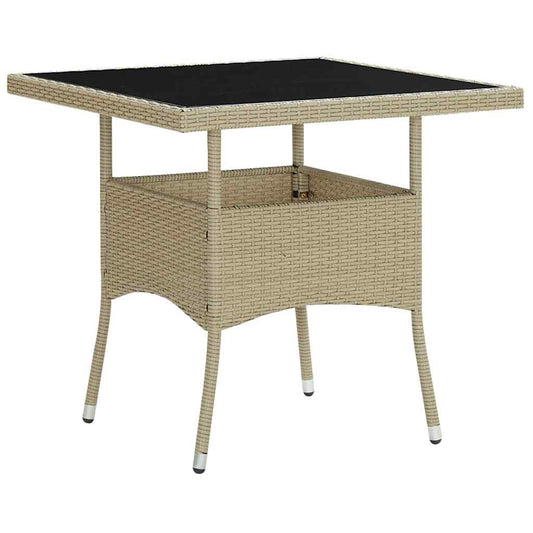 Dining Table | Beige | PE rattan, tempered glass, steel | Medium