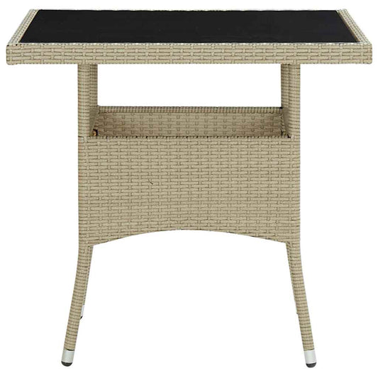 Dining Table | Beige | PE rattan, tempered glass, steel | Medium