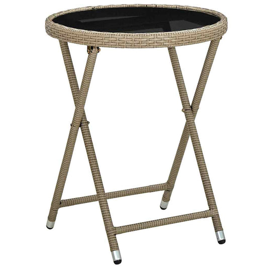 Tea Table | Beige | PE rattan, powder-coated steel, tempered glass