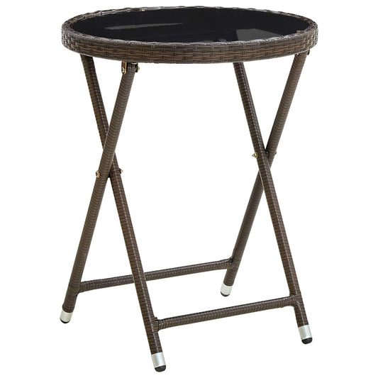 Tea Table | Brown | PE Rattan | Medium |  Foldable  | Folding Table