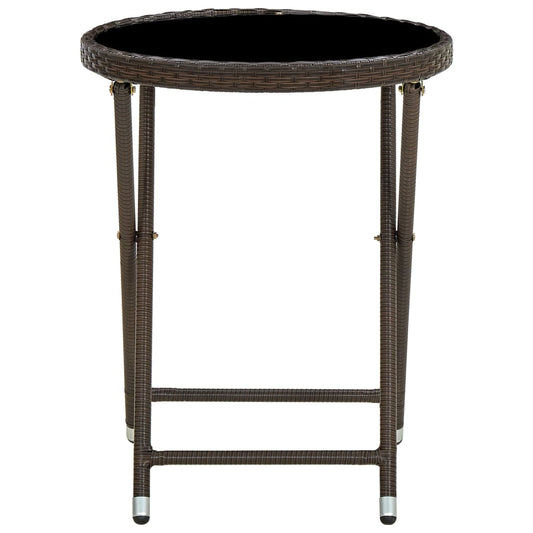 Tea Table | Brown | PE Rattan | Medium |  Foldable  | Folding Table