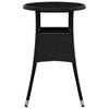Garden Table Ø60x75 cm Tempered Glass and Poly Rattan Black