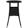 Garden Table Ø60x75 cm Tempered Glass and Poly Rattan Black