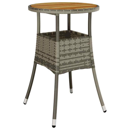 Garden Table | Grey | Poly rattan, powder-coated steel, solid acacia wood