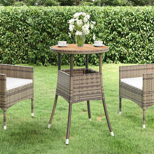 Garden Table | Grey | Poly rattan, powder-coated steel, solid acacia wood