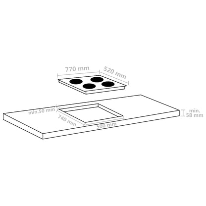 Induction Hob with 4 Burners Touch Control Glass 77 cm 7000 W