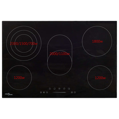 Ceramic Hob with 5 Burners Touch Control 90 cm 8500 W