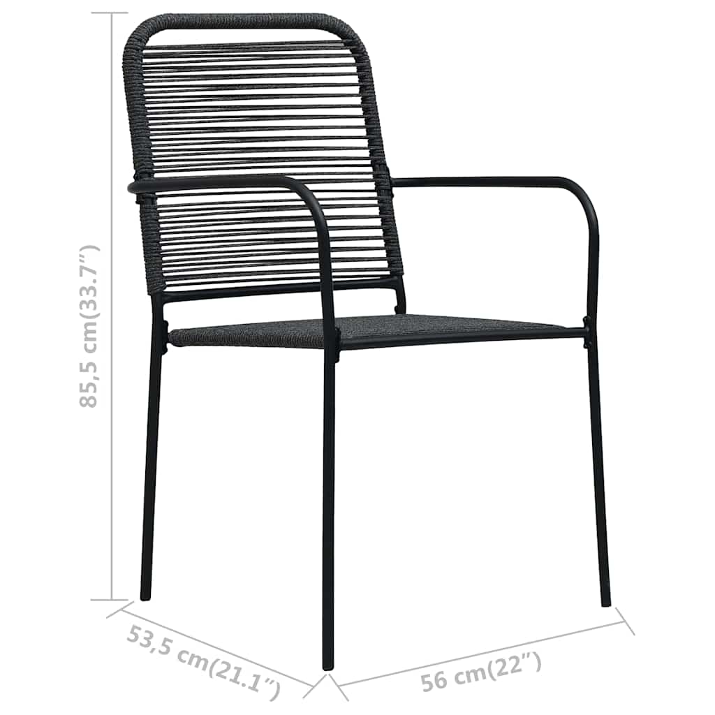Garden Chair | Set of 4 | Black | Cotton rope | Standard