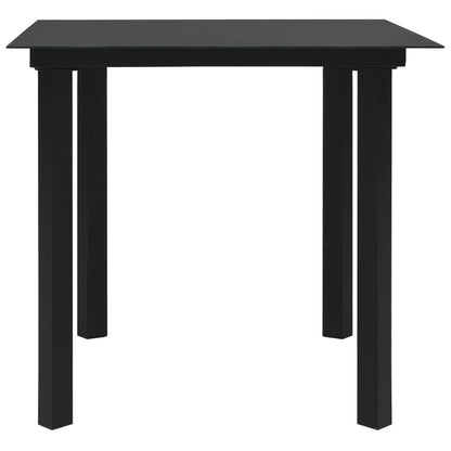 vidaXL Dining Table Black Glass, powder-coated steel 31.5 x 31.5 in