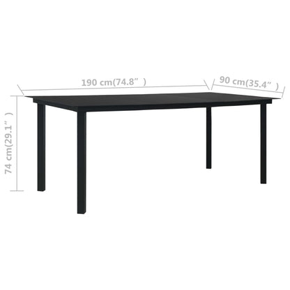 Patio Dining Table Black 74.8"x35.4"x29.1" Steel and Glass