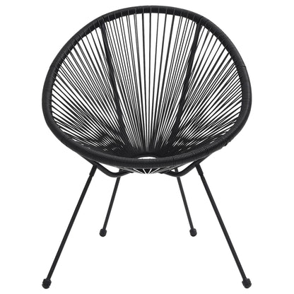 Moon Chair | Set of 2 | Black | Round PVC Rattan | Garden Chair | Round