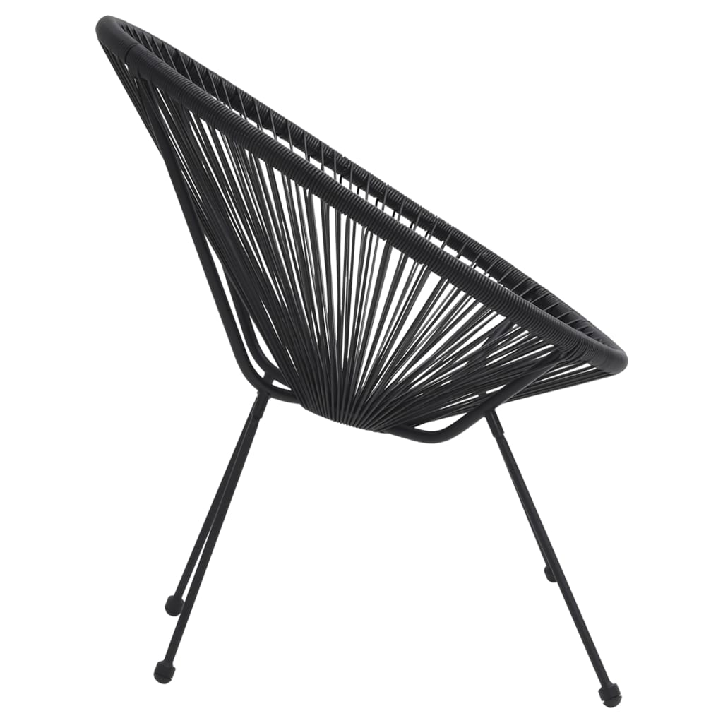 Moon Chair | Set of 2 | Black | Round PVC Rattan | Garden Chair | Round