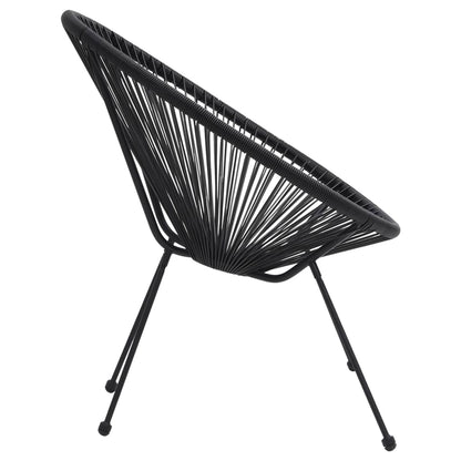 Moon Chair | Set of 2 | Black | Round PVC Rattan | Garden Chair | Round