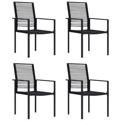 Garden Chair | Set of 4 | Black | PVC hollow rattan, powder-coated steel