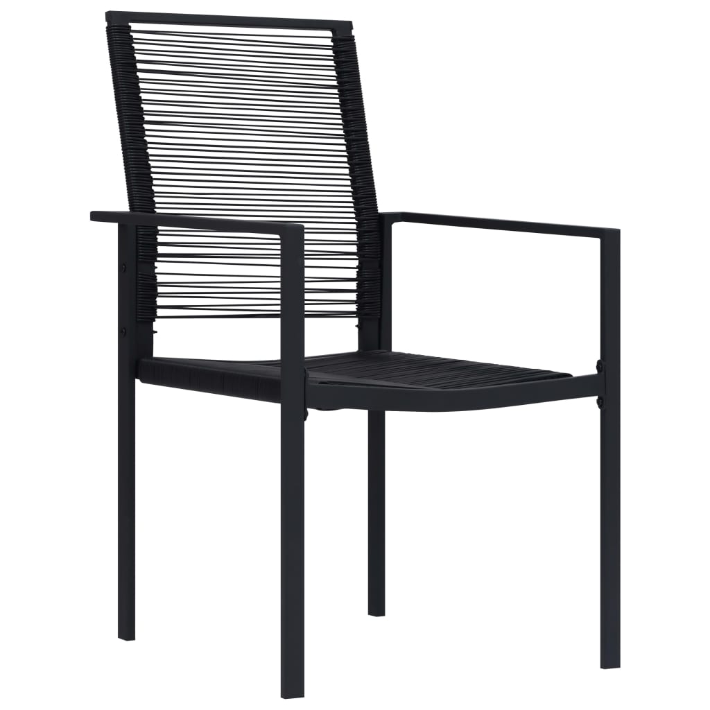 Garden Chair | Set of 4 | Black | PVC hollow rattan, powder-coated steel