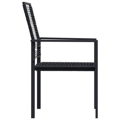 Garden Chair | Set of 4 | Black | PVC hollow rattan, powder-coated steel