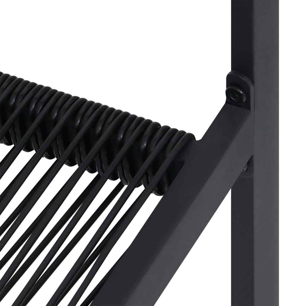 Garden Chair | Set of 4 | Black | PVC hollow rattan, powder-coated steel