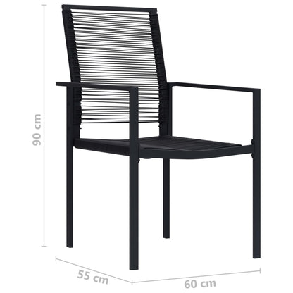 Garden Chair | Set of 4 | Black | PVC hollow rattan, powder-coated steel
