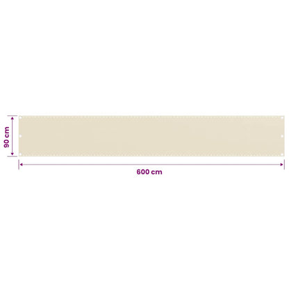 310927 vidaXL Balcony Screen Cream 90x600 cm HDPE