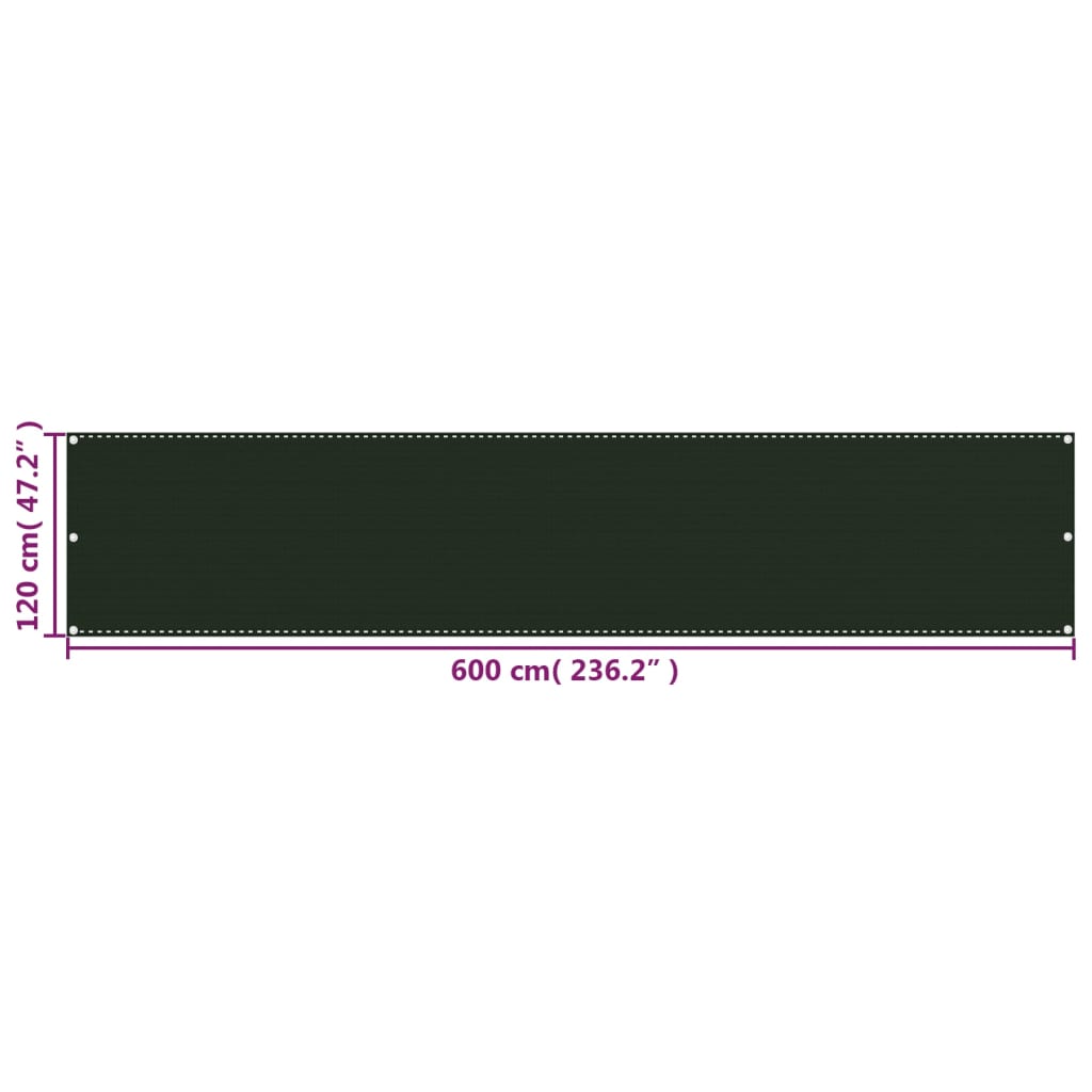 Balcony Screen Dark Green 120x600 cm HDPE