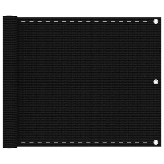Balcony Screen Black 75x600 cm HDPE