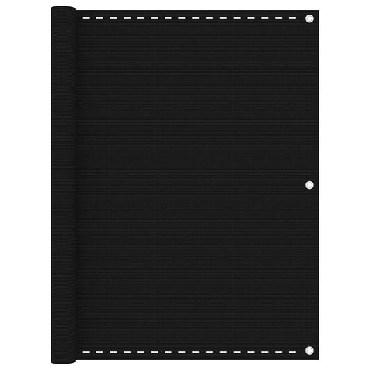 Balcony Screen Black 120x600 cm HDPE