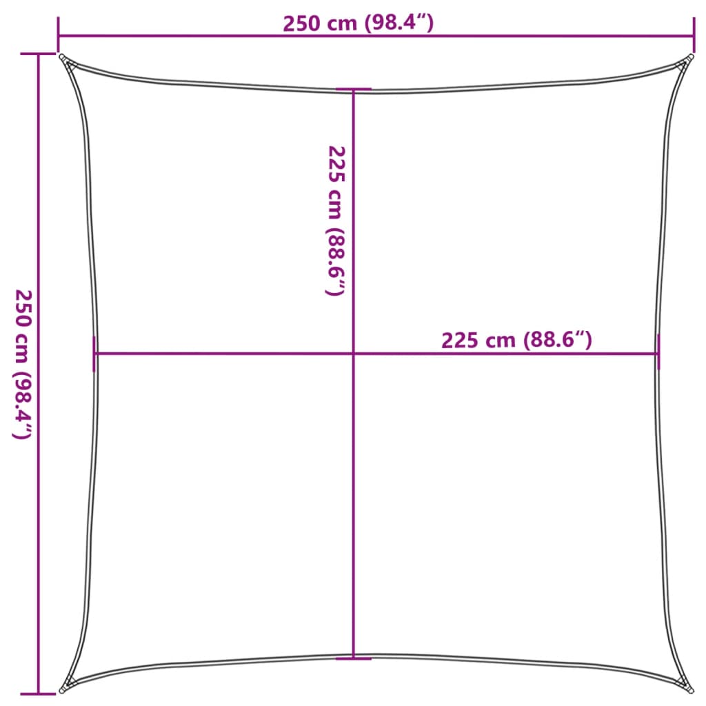 Sunshade Sail 160 g/m² Yellow 2.5x2.5 m HDPE